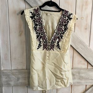 Cream top with Aztec pattern